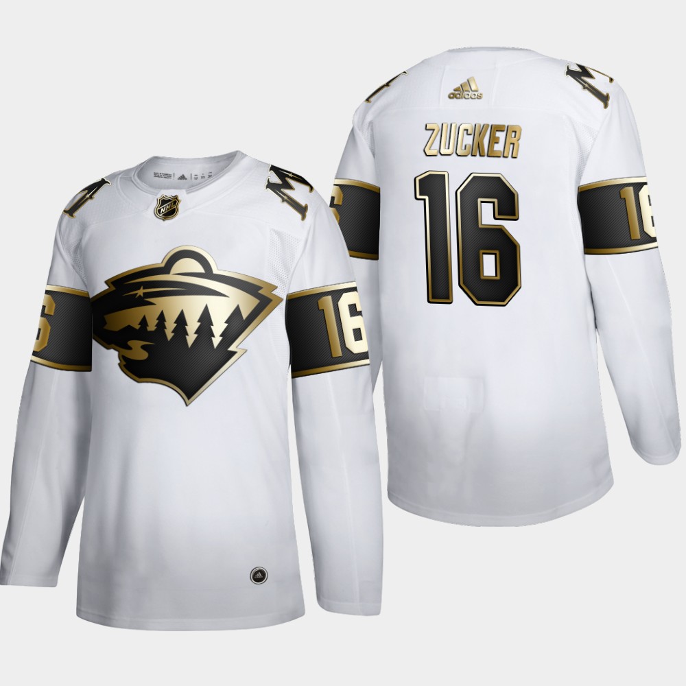 Minnesota Wild #16 Jason Zucker Men Adidas White Golden Edition Limited Stitched NHL Jersey->minnesota wild->NHL Jersey